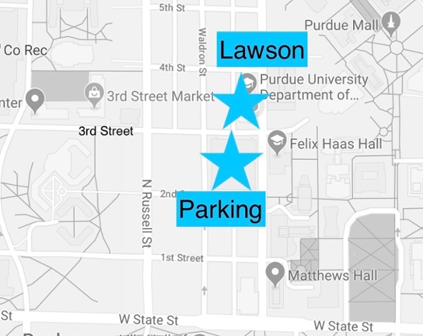 Parking map to Lawson