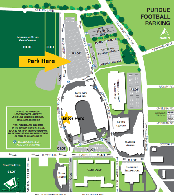 Map to Parking at Ross-Ade